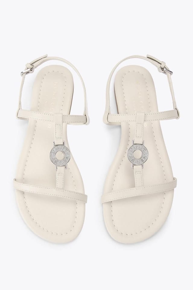Kurt Geiger London Kurt Geiger London Women's 'Bromley Flat Sandal' Leather Sandals in Cream - 2