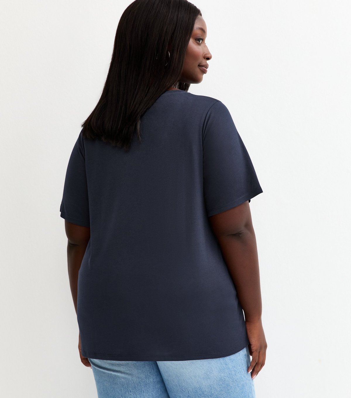 New Look Women's Plus Size Navy V-Neck T-Shirt Curves New Look - 4