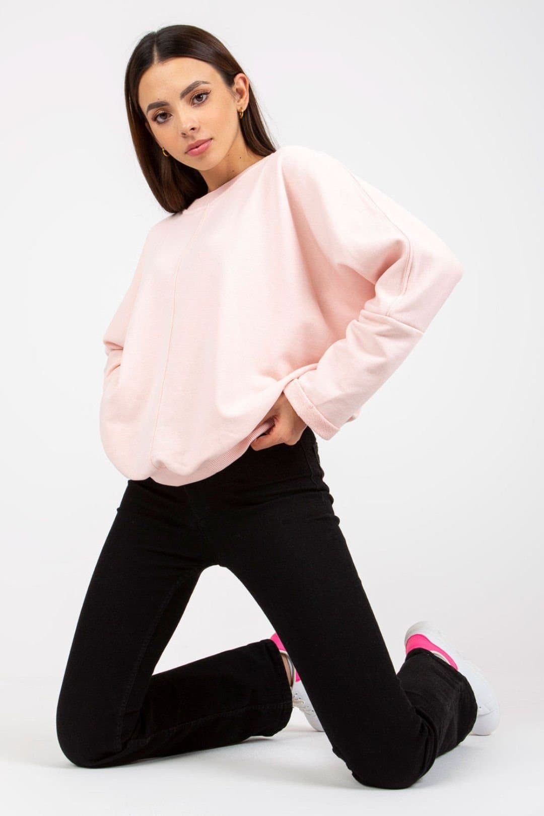 Love Lace Love Lace Women's Loose Fit Long Sleeve Sweatshirt in Pink