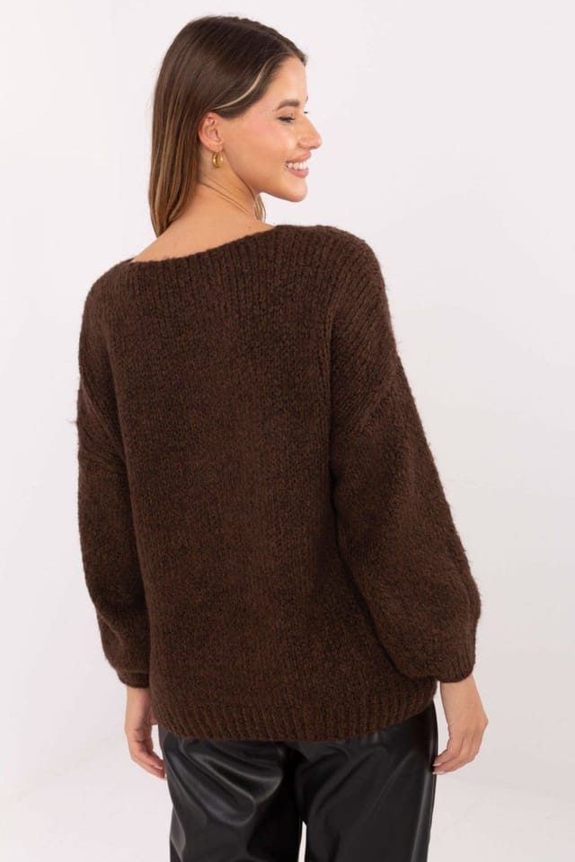 Love Lace Love Lace Women's Corset Laced Casual Knit Sweater in Brown - 3