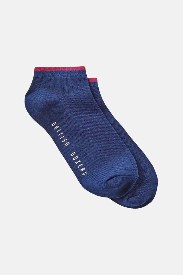 British Boxers British Boxers Men's Three-Pair "Ankle" Sock Gift Box in Dark Blue - 3