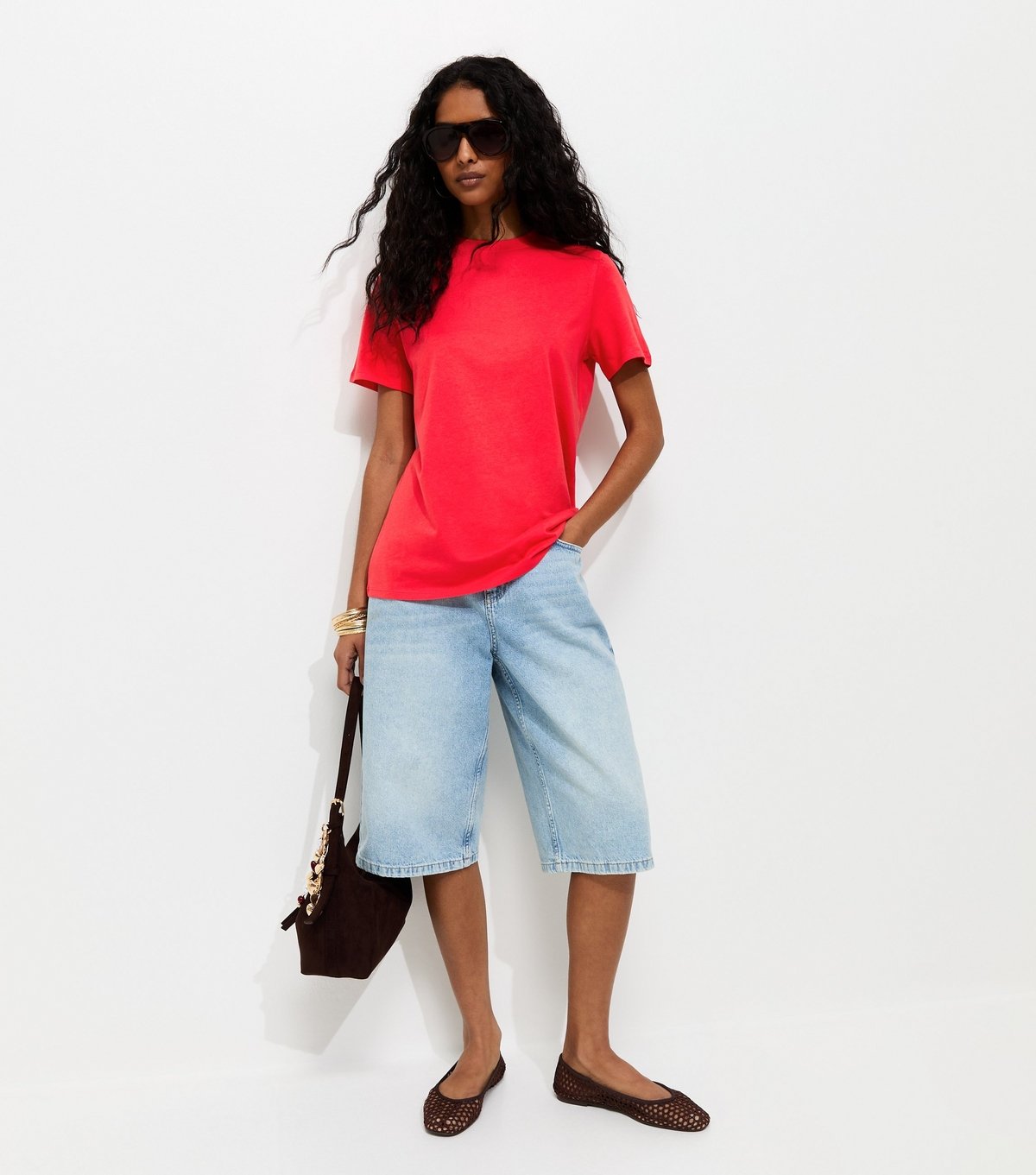 New Look Women's Bright Red Cotton Crew Neck T-Shirt New Look - 3