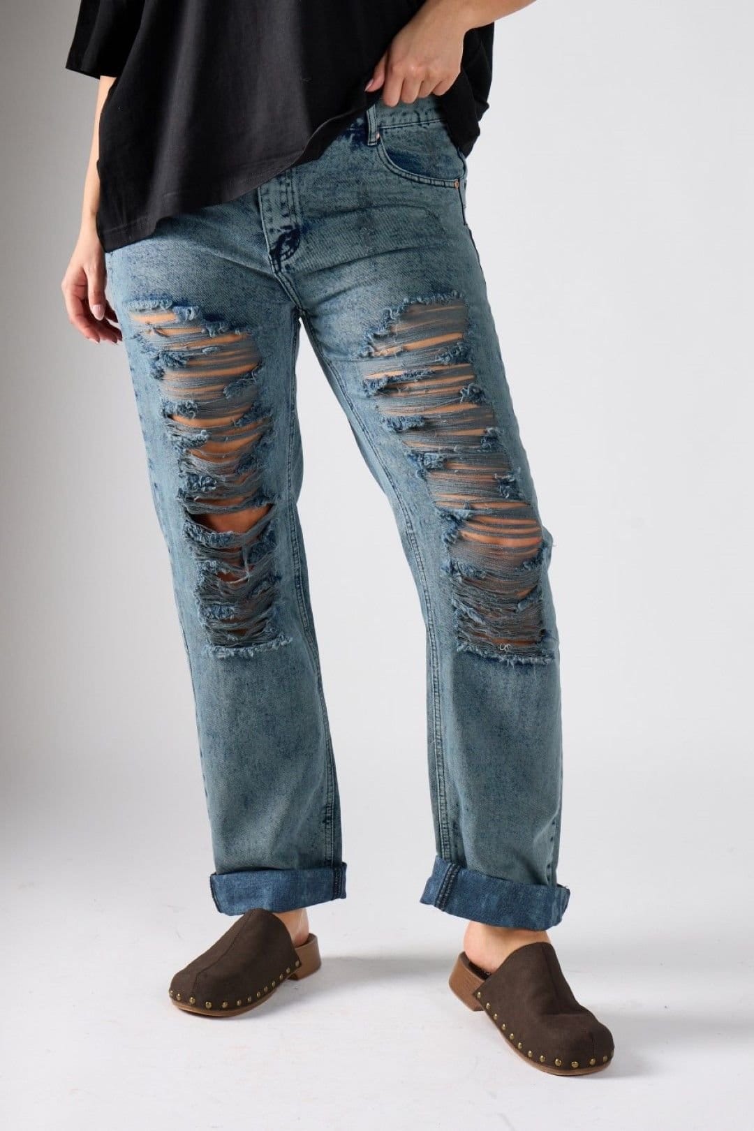 Shnoo Shnoo Women's Distressed Straight-Leg Jeans in Grey - 4