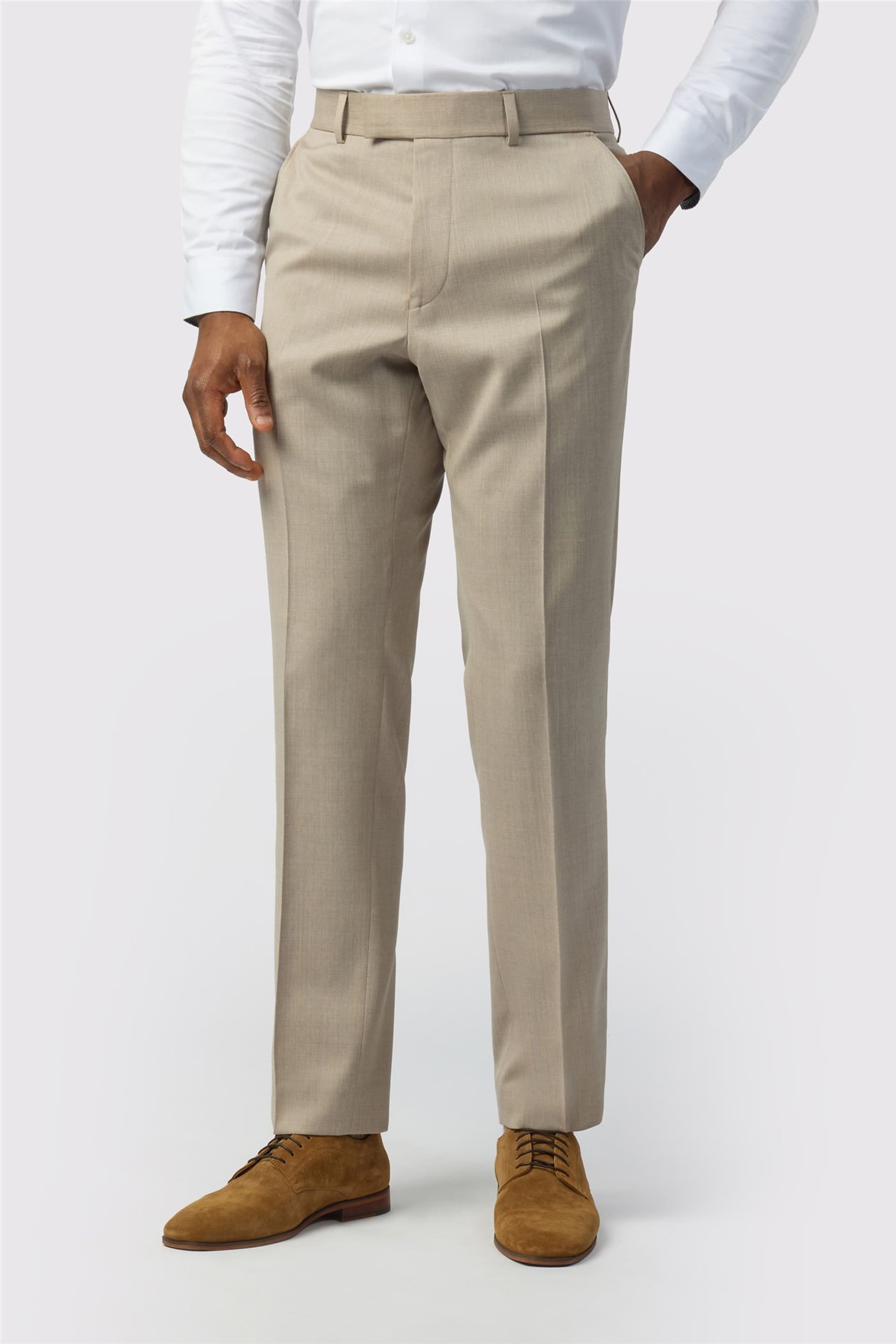 Ted Baker Ted Baker Men's Flat Fronted Tailored Suit Trousers in Light Sand