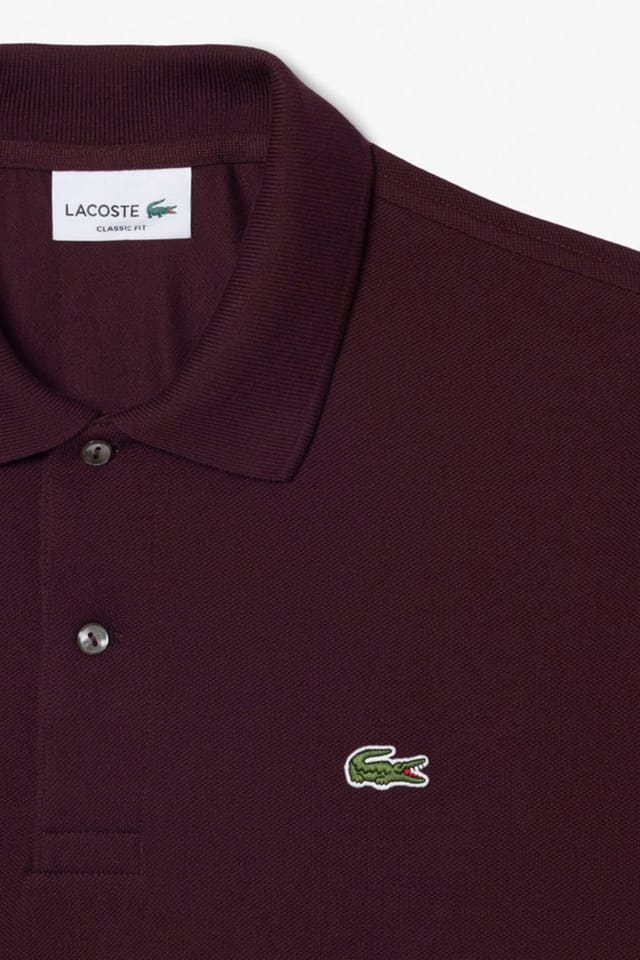 Lacoste Lacoste Men's L1212 Long Sleeve Polo Shirt Oxalis in Burgundy - 2