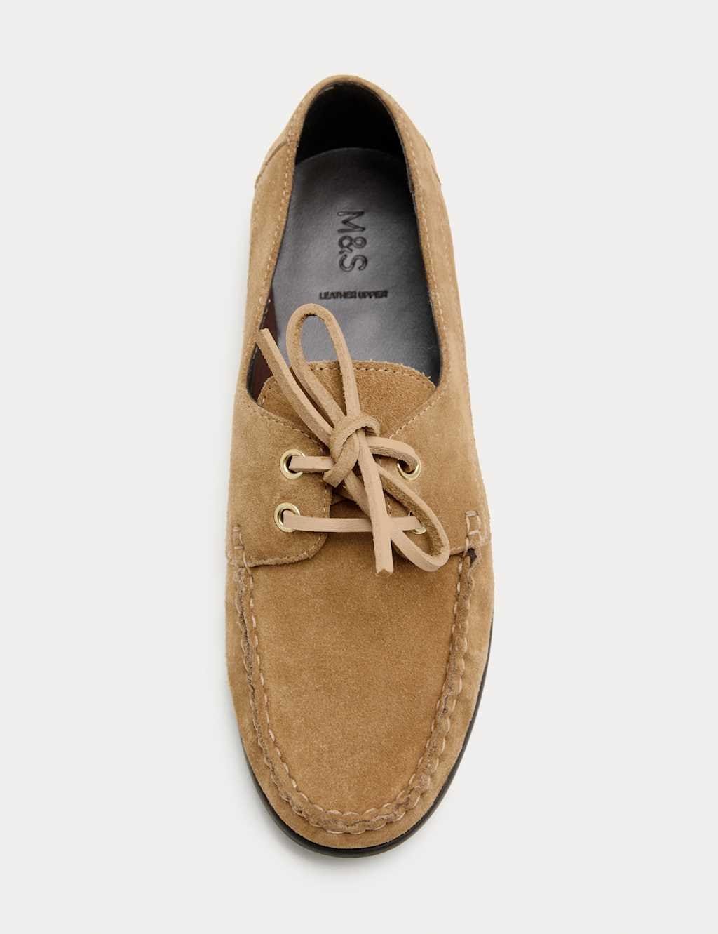 Marks & Spencer M&S Suede Lace Up Flat Boat Shoes Sand - 2