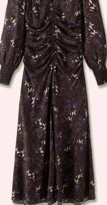ME+EM ME+EM Women's Black Wild Meadow Print Ruched Maxi Dress UK8- RRP £295