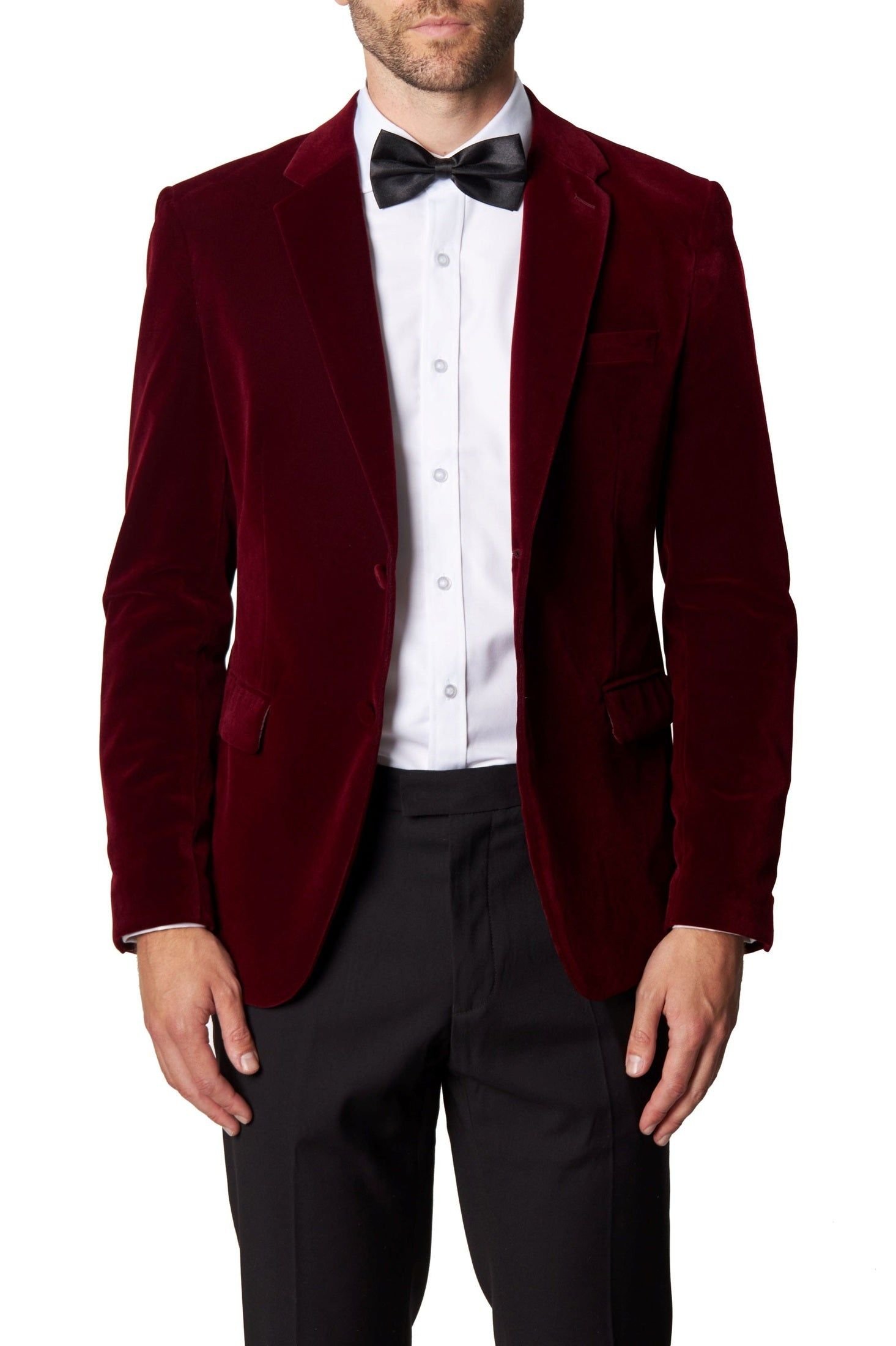 XPOSED XPOSED Men's GARY Velvet Blazer - Stylish & Versatile in Maroon - 2