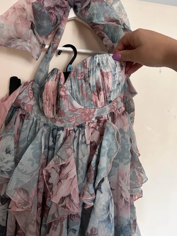 ASOS Floral Asos LUXE Halter Maxi Dress