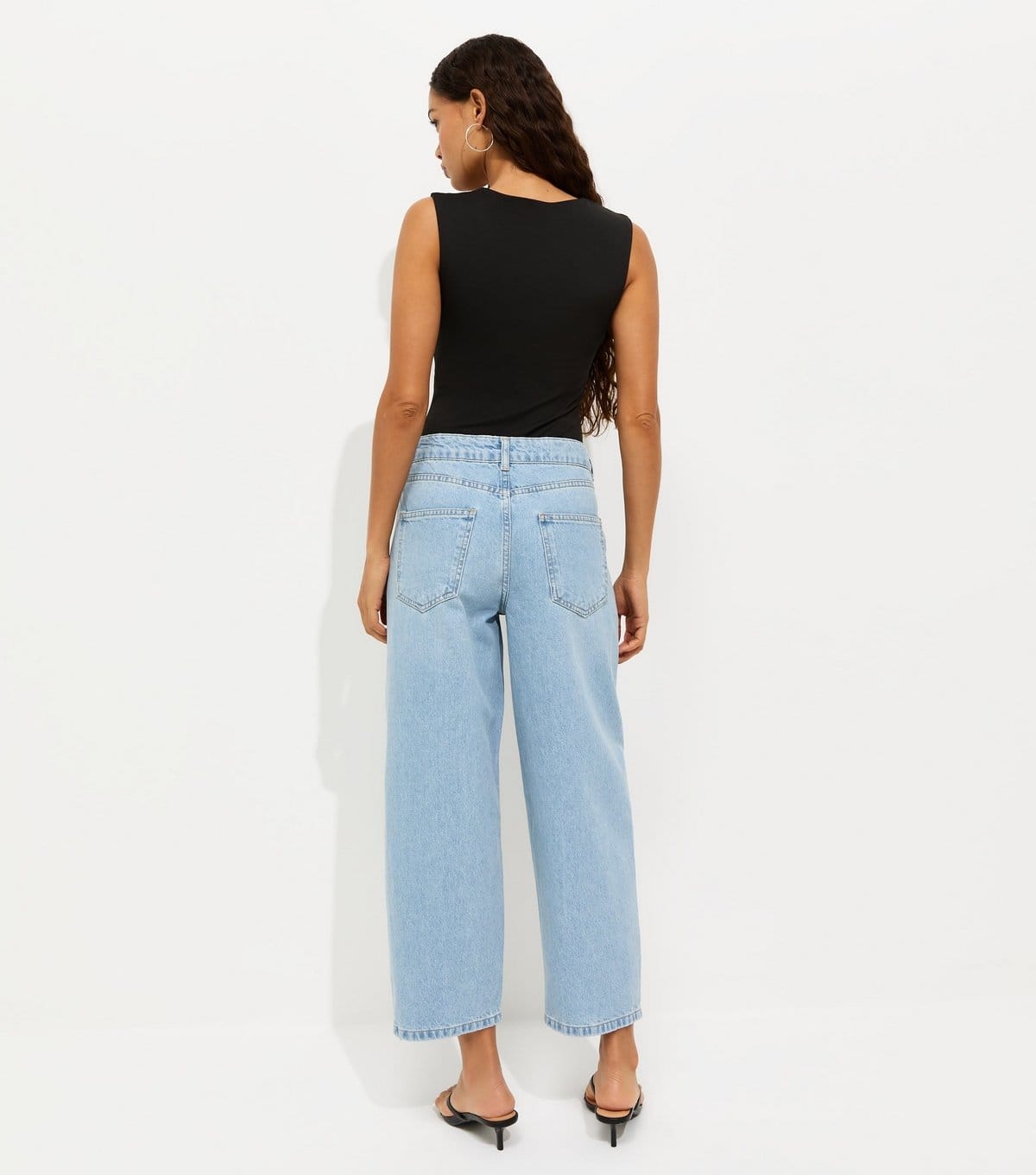 New Look Women's Petite Light Blue Cotton Tapered Ankle Barrel Leg Jeans New Look - 4