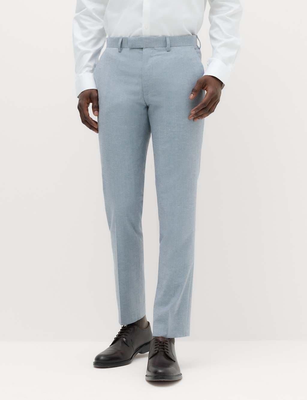 Marks & Spencer M&S Slim Fit Stretch Suit Trousers Chambray