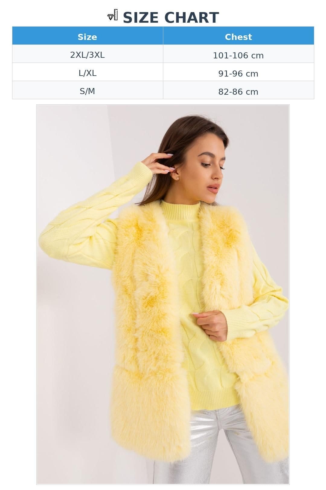 Love Lace Love Lace Women's Soft Polyester Faux Fur Vest With Pockets Style 186702 in Yellow - 4