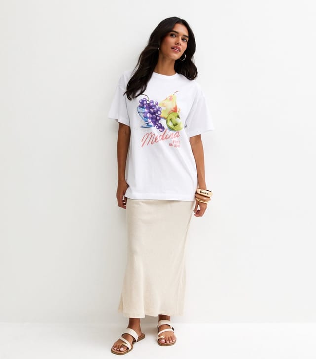 New Look Women's White Cotton Fruit Print Oversized T-Shirt New Look - 3