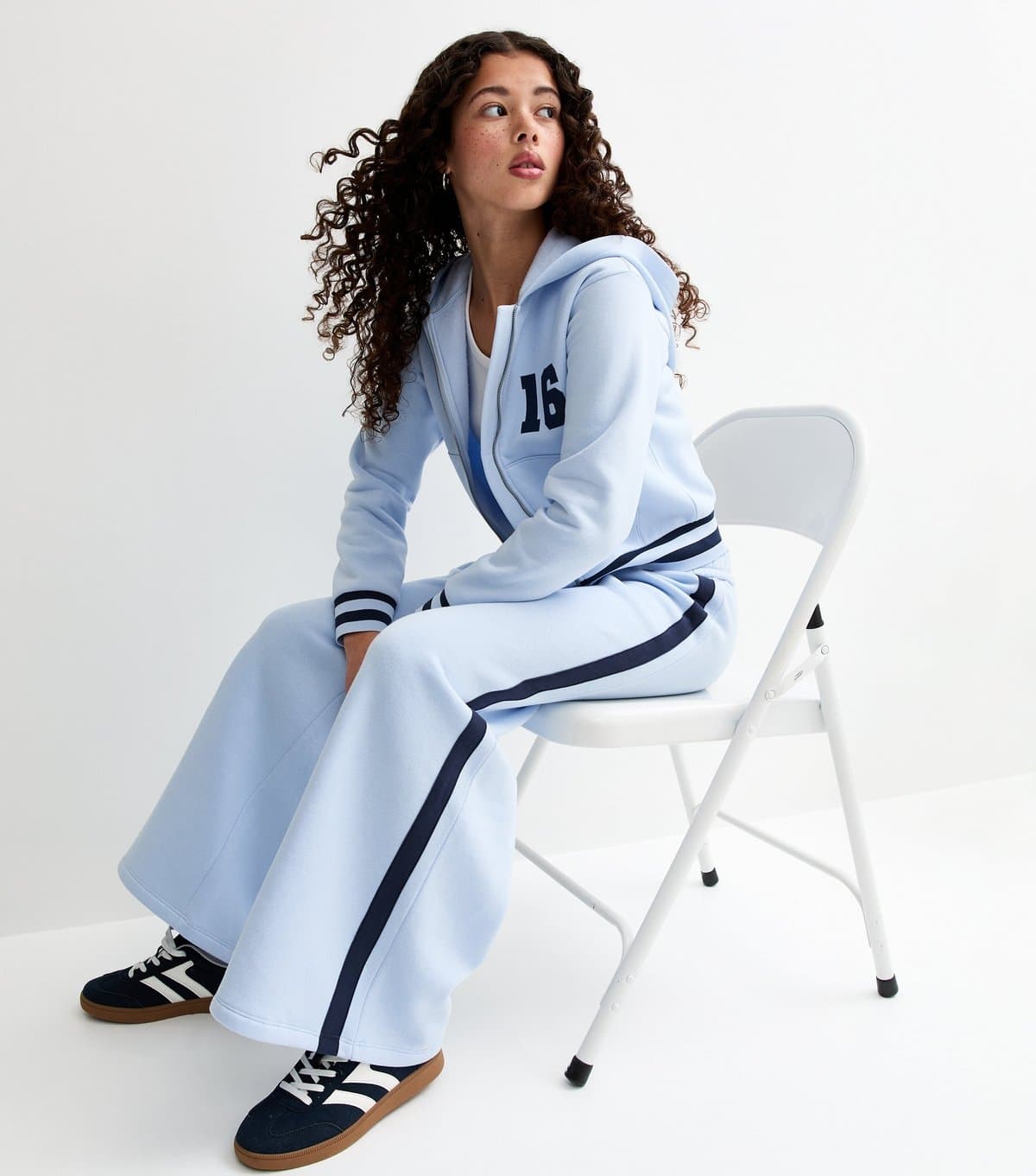 New Look Girls' Light Blue Fold Over Waistband Super Wide Leg Joggers New Look