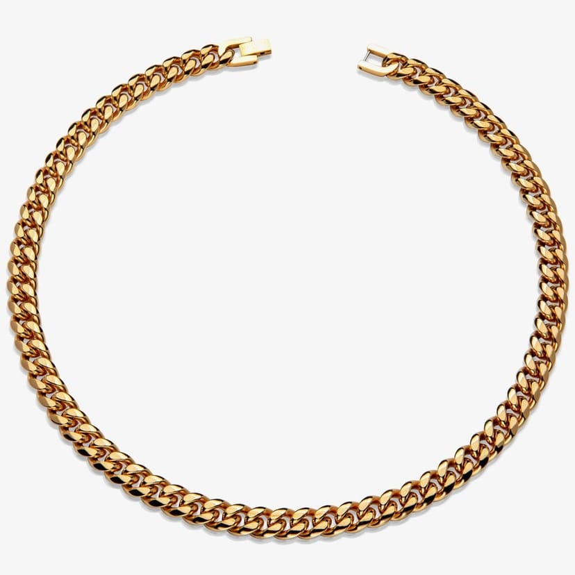 Unique Unique Men's Gold Plated Matte Polished Curb Chain Necklace - 1