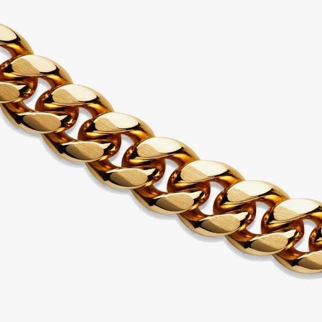 Unique Unique Men's Gold Plated Matte Polished Curb Chain Necklace - 2