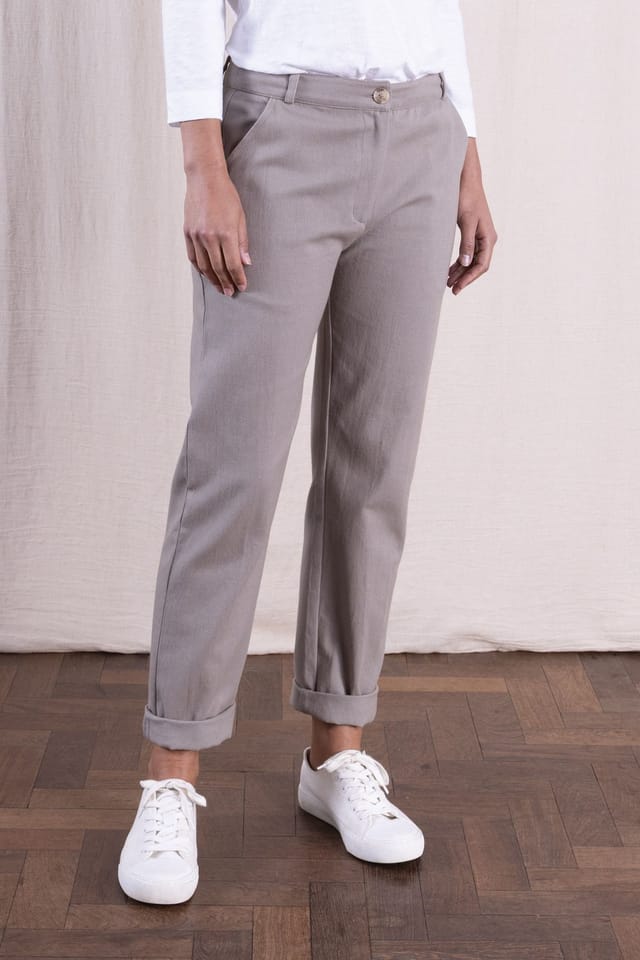 Nomads Clothing Nomads Clothing Women's Women Cotton Drill Slim Leg Trousers in Stone - 2
