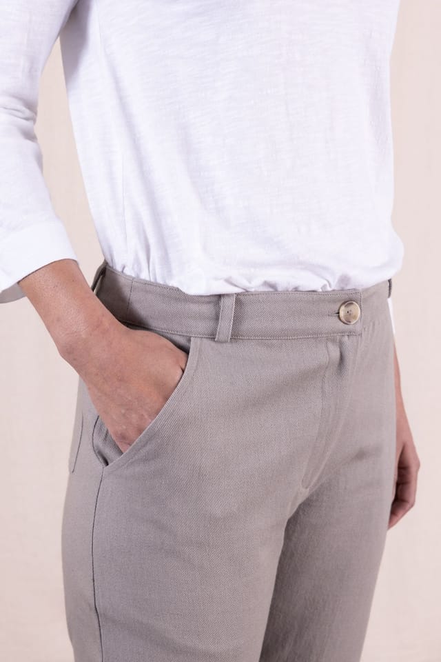 Nomads Clothing Nomads Clothing Women's Women Cotton Drill Slim Leg Trousers in Stone - 3