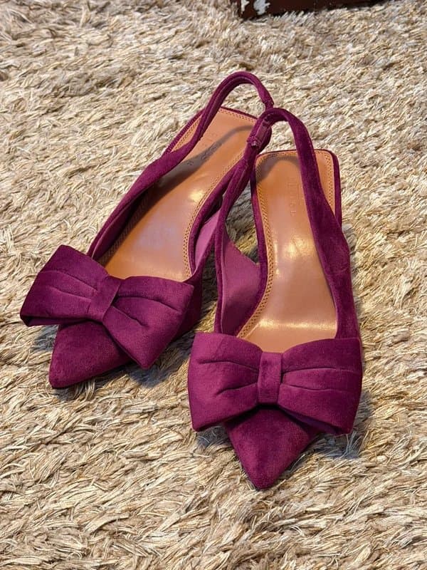 ASOS ASOS burgundy velvet bow sling back pointed heels
