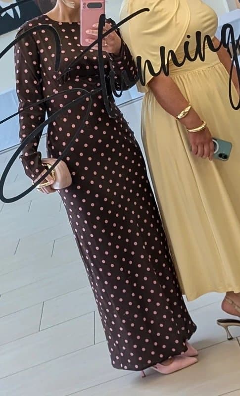 ASOS Brown dress with pink polka dots