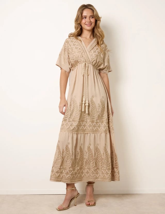Blue Vanilla Metallic Embroidered Maxi Dress - 3
