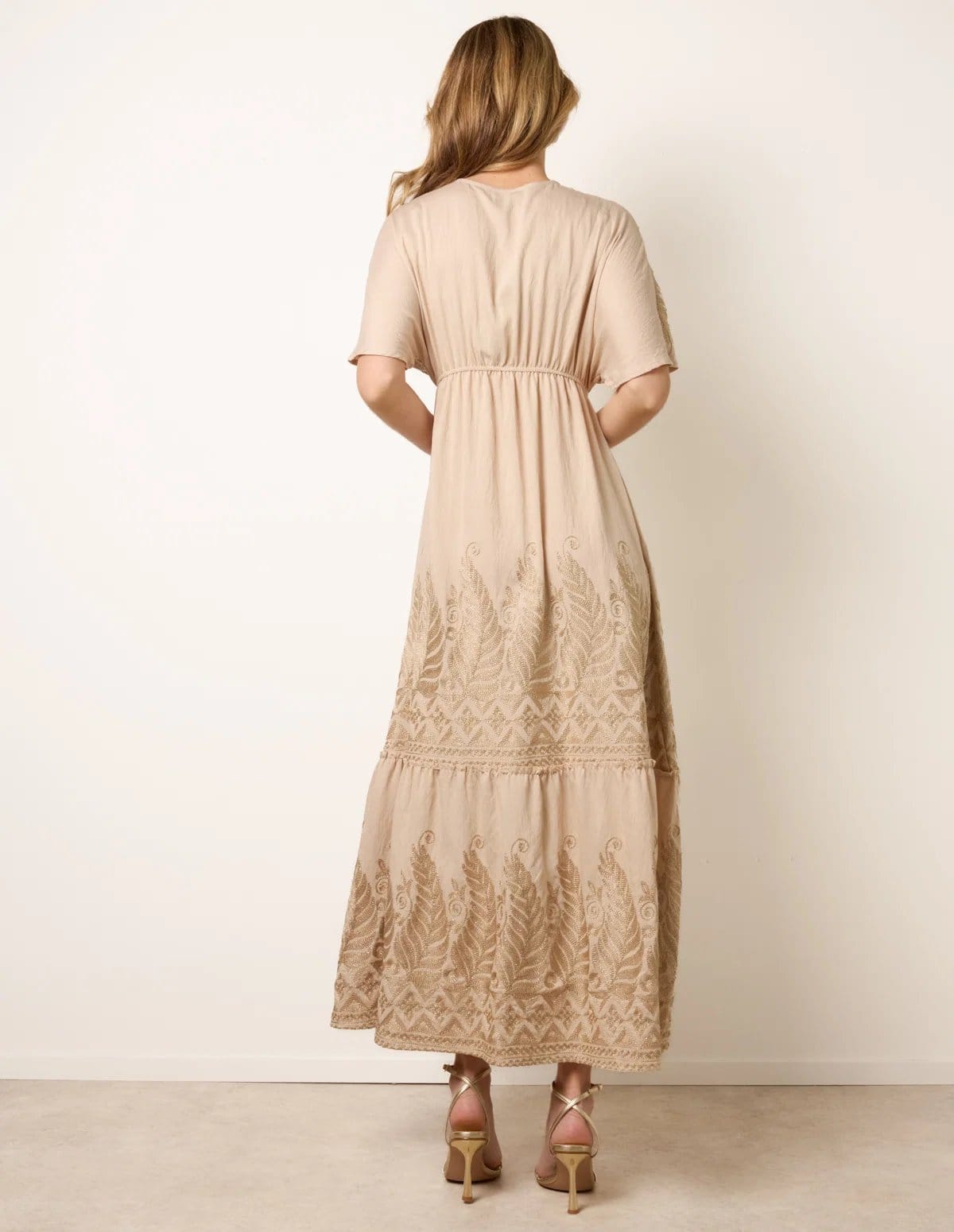 Blue Vanilla Metallic Embroidered Maxi Dress - 4