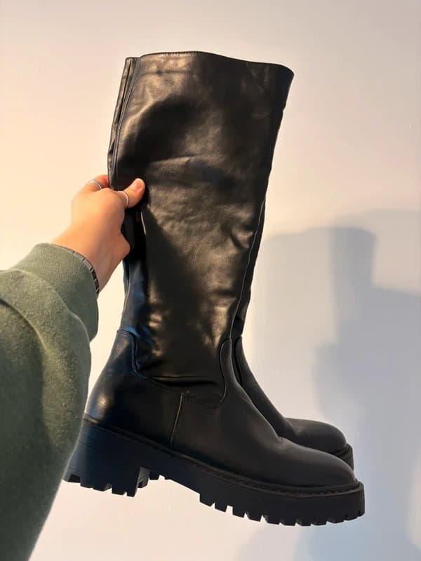 New Look New Look Black Knee High Leather-Look Boot