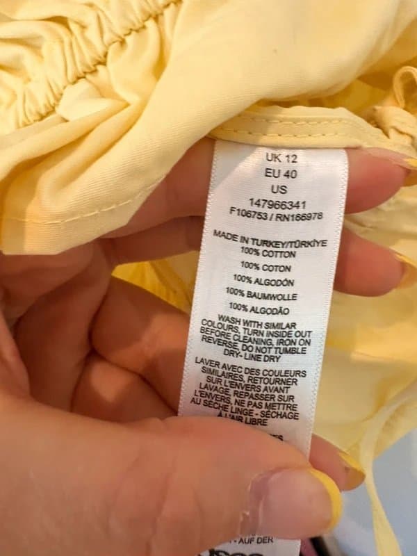 Topshop Topshop BN 100% cotton pastel yellow tiered blouse short sleeve blouse cinched waist tie side