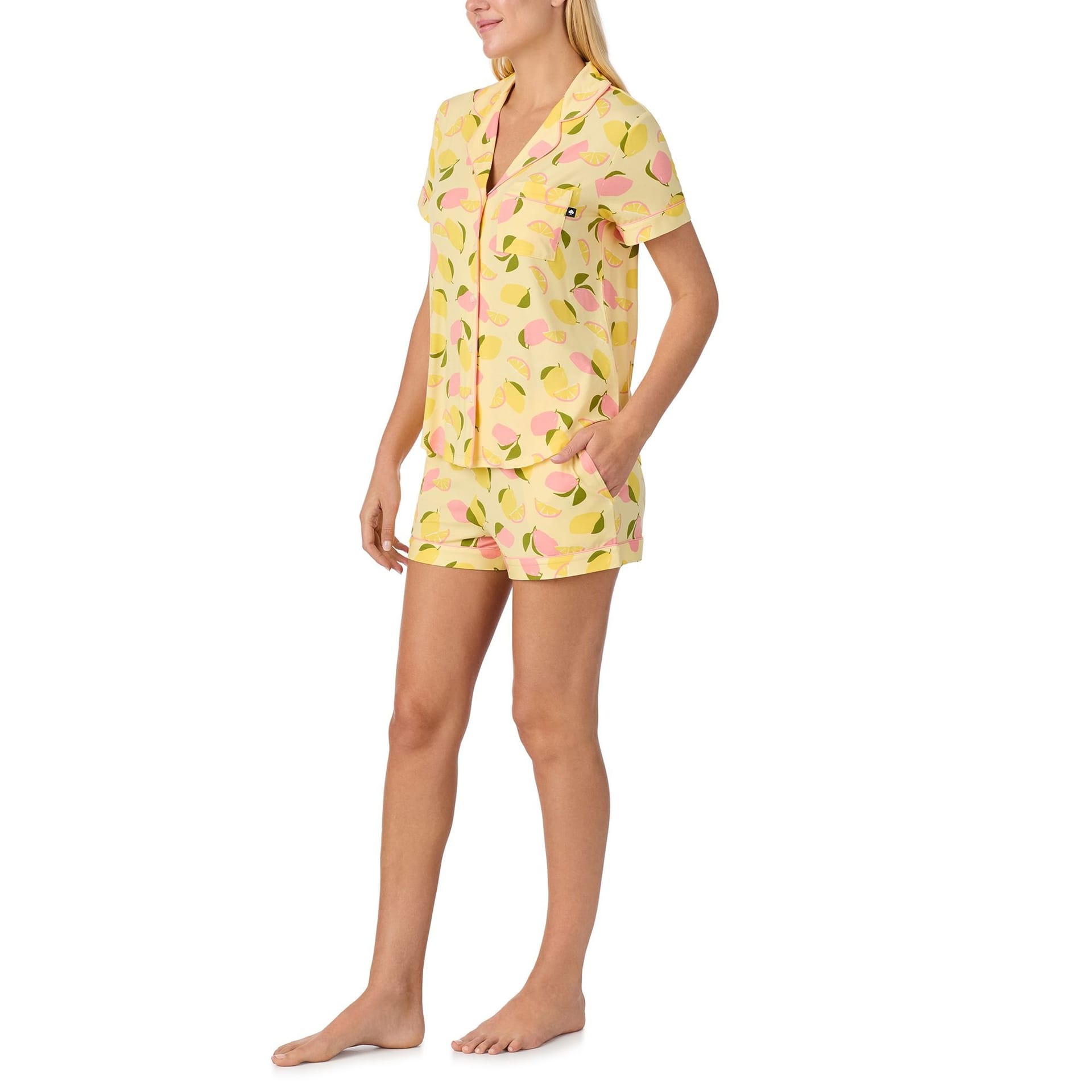 kate spade new york Kate Spade New York Women's KS new york short sleeve pj set in lemon party in Bright Yellow - 4