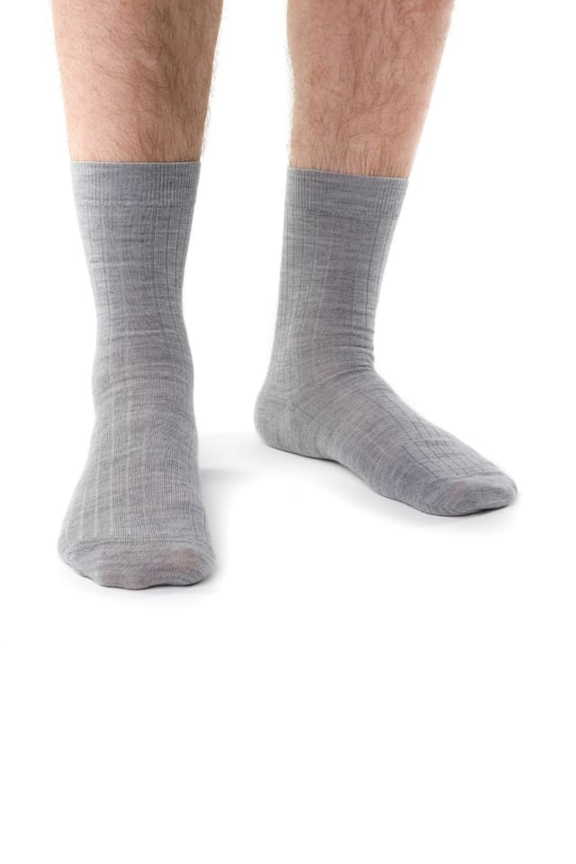 Steven Steven Men's 1 Pack Non Elastic Merino Wool Socks in Light Grey - 2
