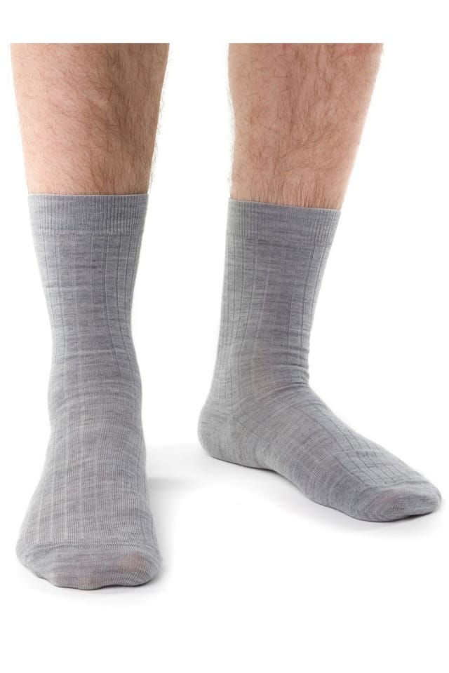 Steven Steven Men's 1 Pack Non Elastic Merino Wool Socks in Light Grey - 3