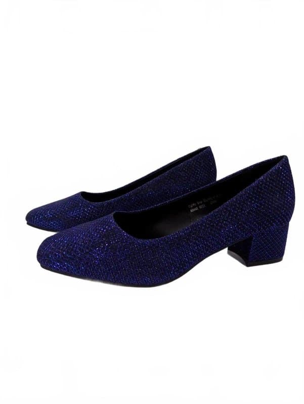 JD Williams JD Williams Shoes Wide Fit UK 6 Womens Court Blue Sparkle Low Heel Bridal Prom