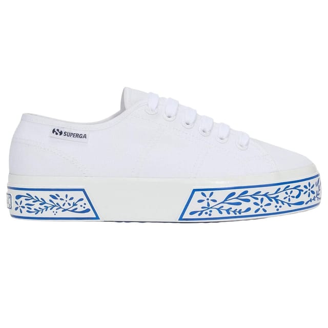 Superga Superga Women's 3740 Leggera Ceramic Print Platform Trainers in White - 3
