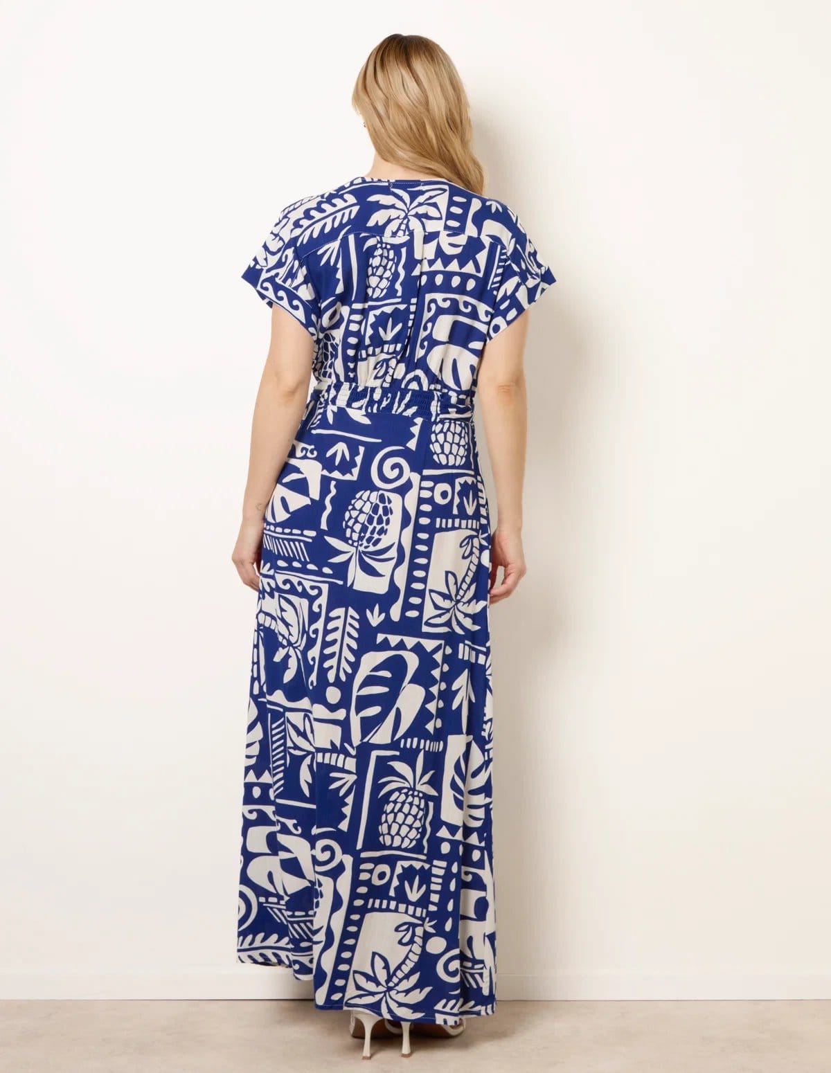 Blue Vanilla Tropical Block Print Dress - 4