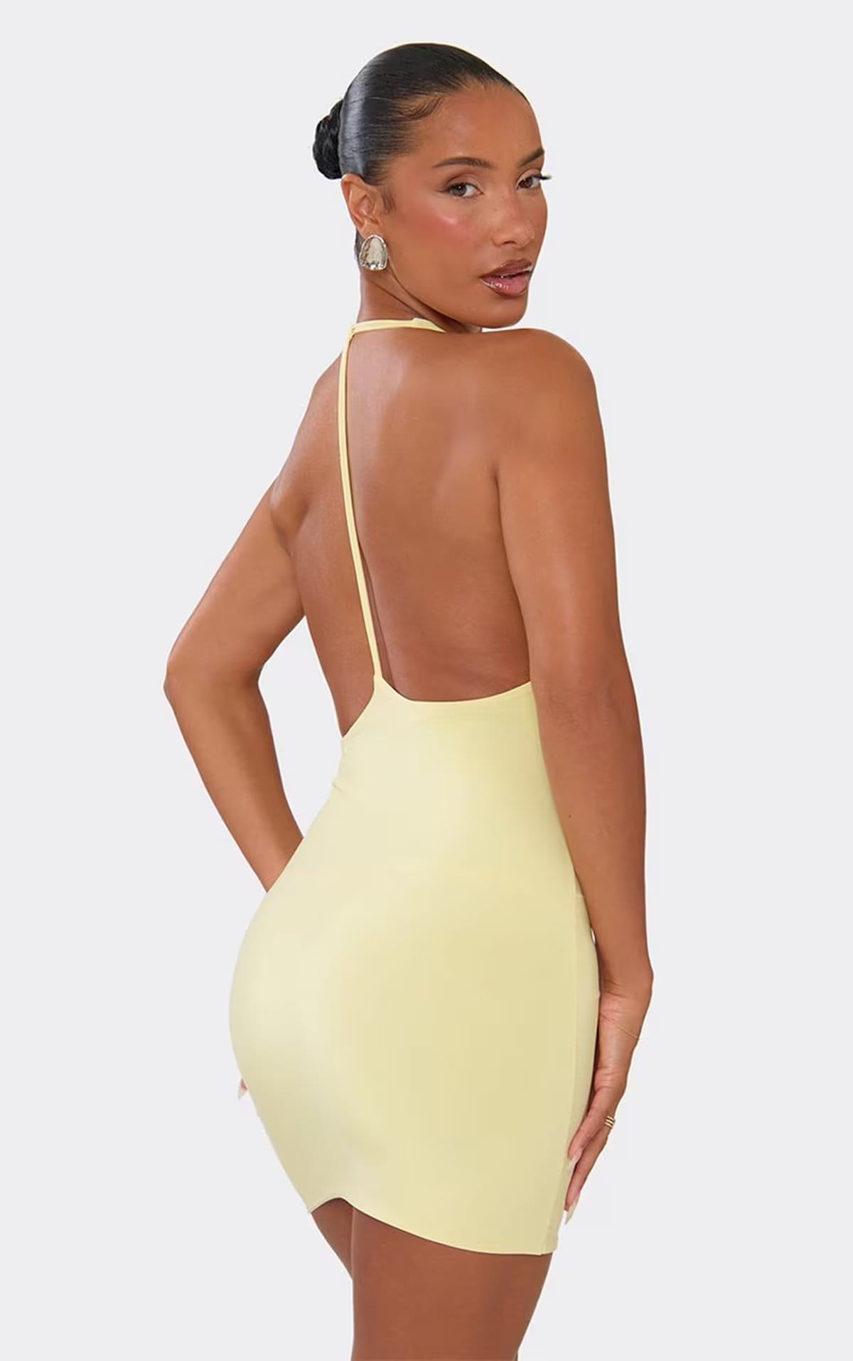 EGO Lemon Cowl Neck Strappy Back Mini Dress