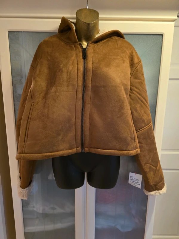 ASOS Asos design shearling hooded jacket in tan - 1