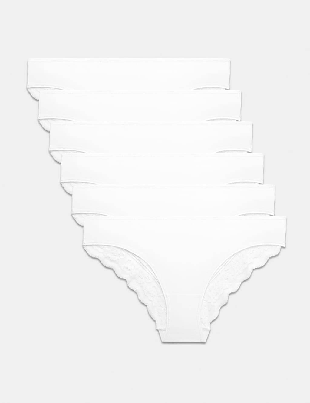 Marks & Spencer M&S 5pk Cotton Rich Printed Brazilian Knickers White