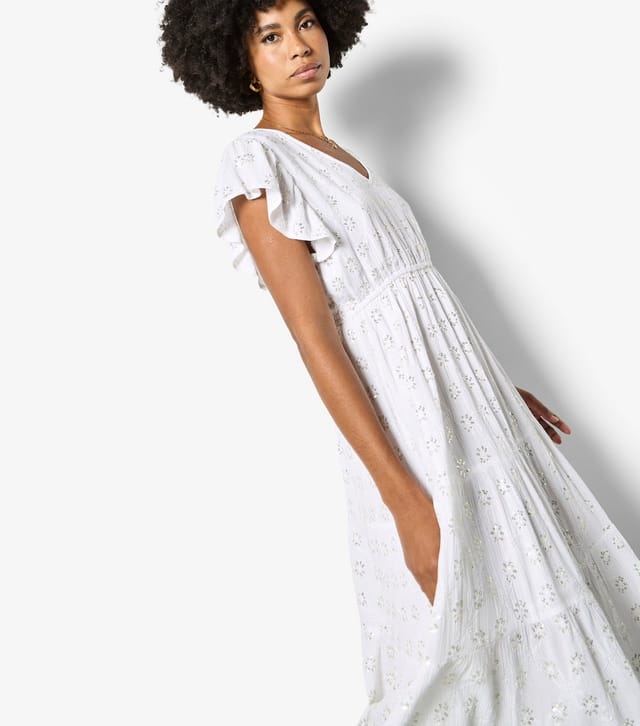 Apricot Women's White Sequin Embroidered Floral Dress Apricot New Look - 2
