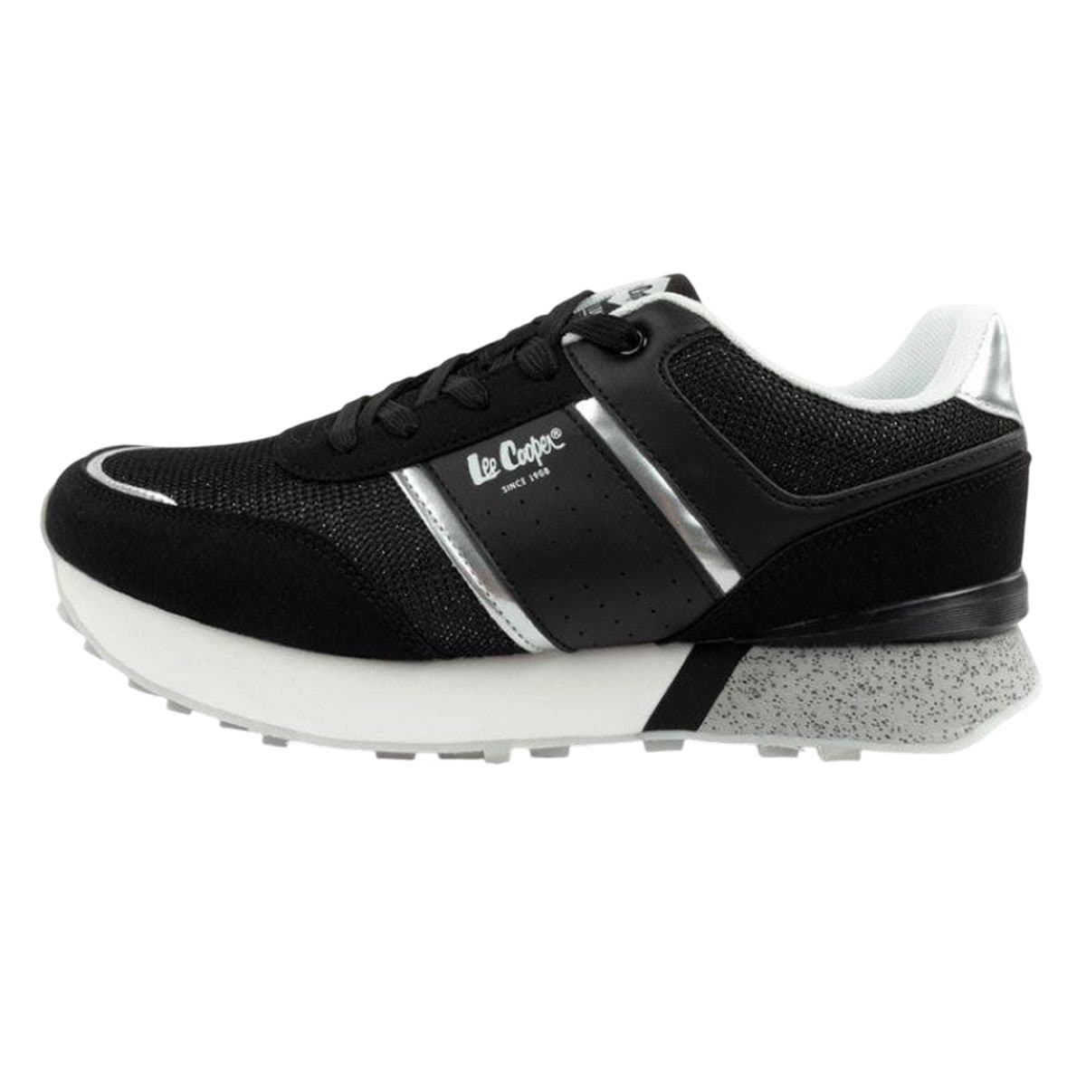 Lee Cooper Lee Cooper Women's Glitter logical Leather Trainers in Black
