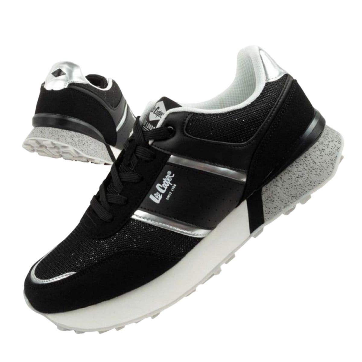 Lee Cooper Lee Cooper Women's Glitter logical Leather Trainers in Black - 4