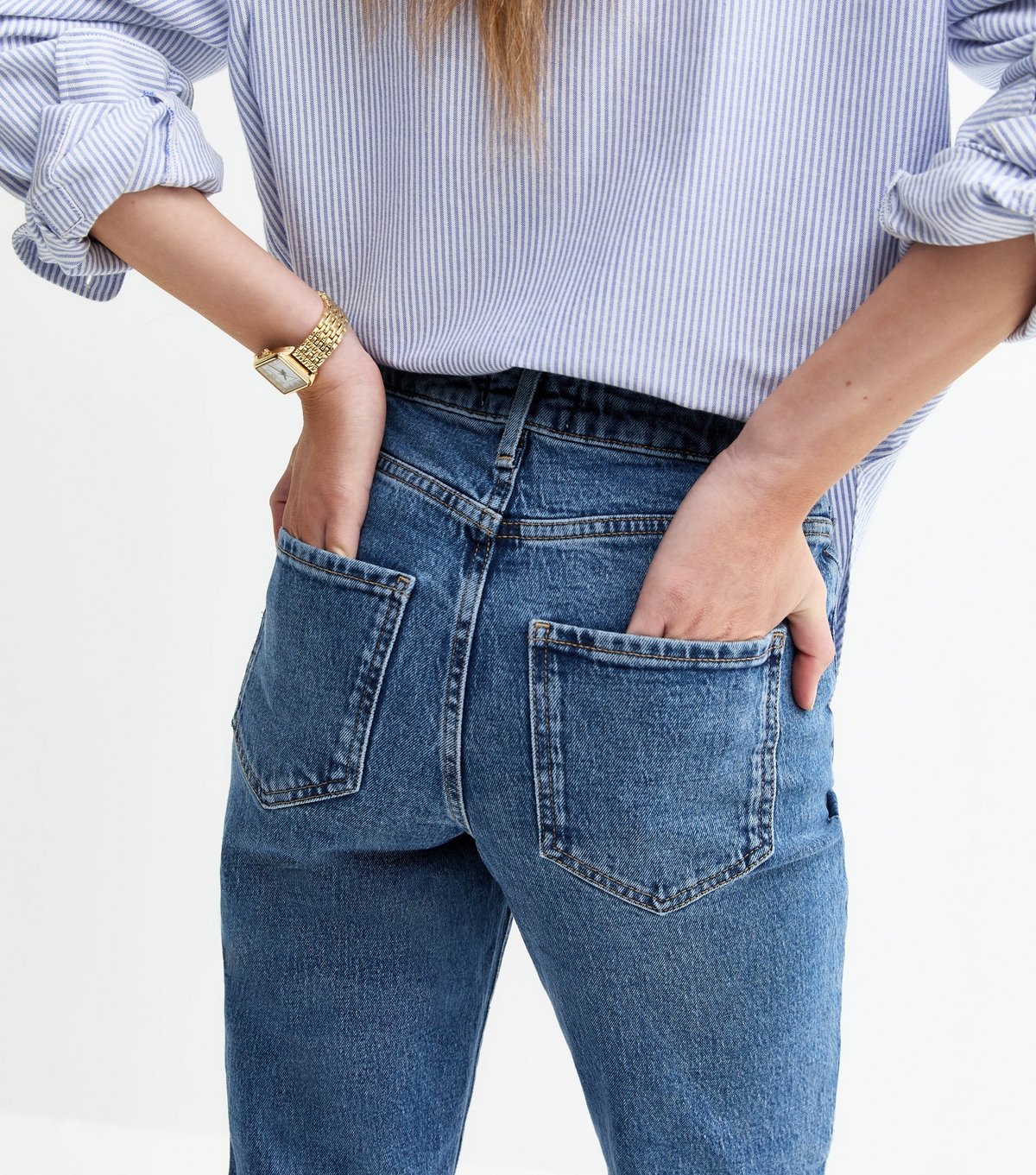 New Look Women's Blue High Waist Ripped Tori Mom Jeans New Look - 2