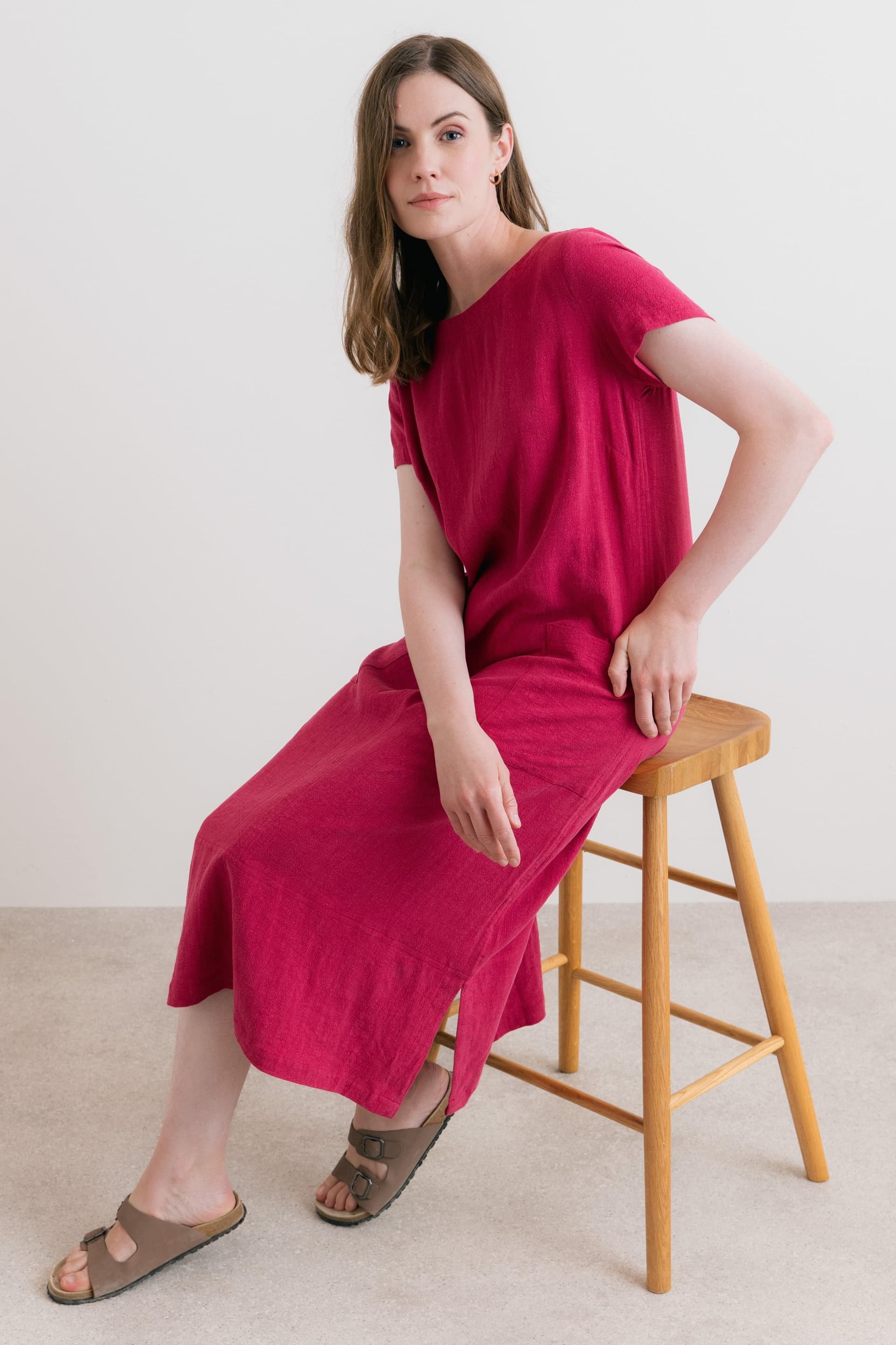 Lily & Me Lily & Me Women's Summer Breeze Linen Blend Dress in Pink