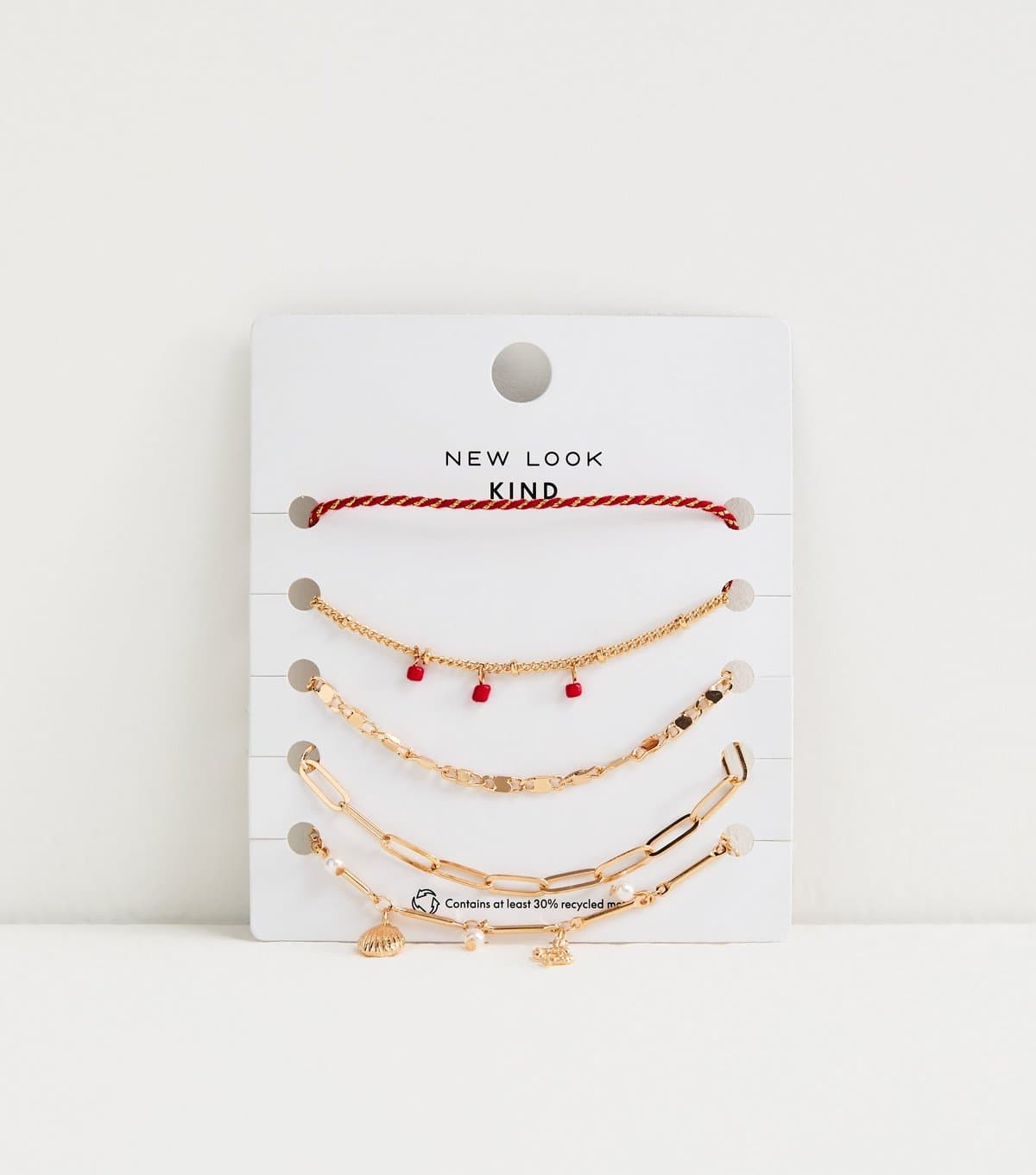New Look Pack of 5 Gold Tone Charm Bracelets New Look