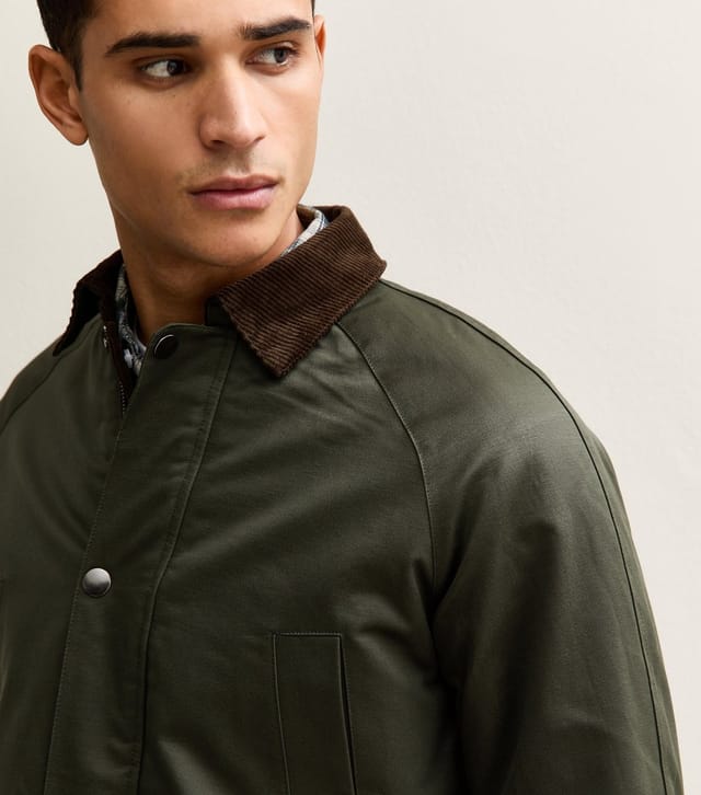 Only and Sons Men's Dark Khaki Waxed Jacket Only and Sons New Look - 2