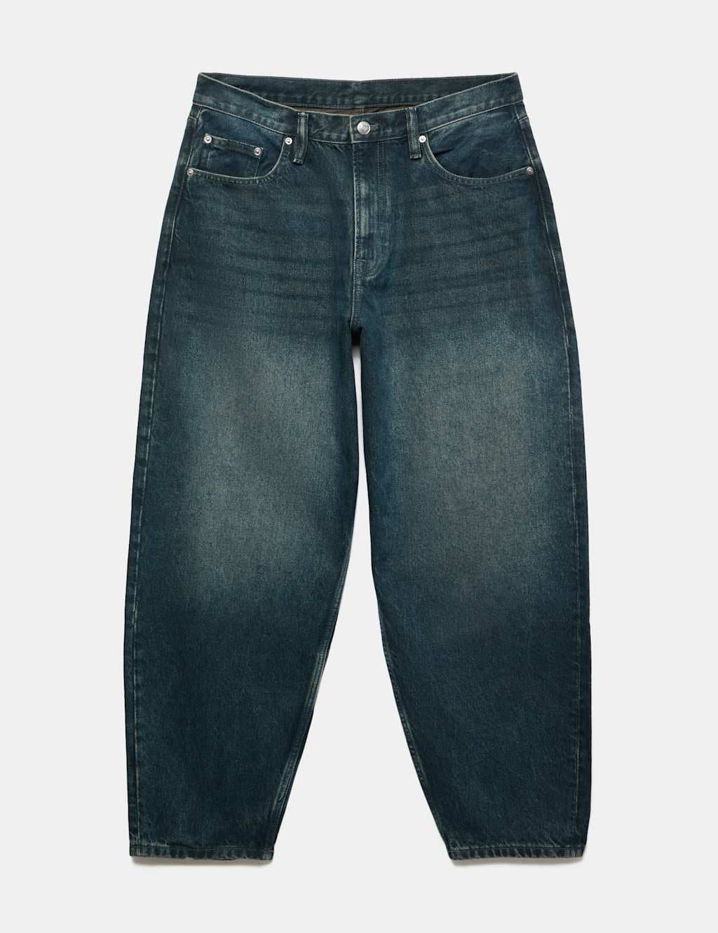 Marks & Spencer M&S Barrel Fit Jeans with Lyocell Blue Mix