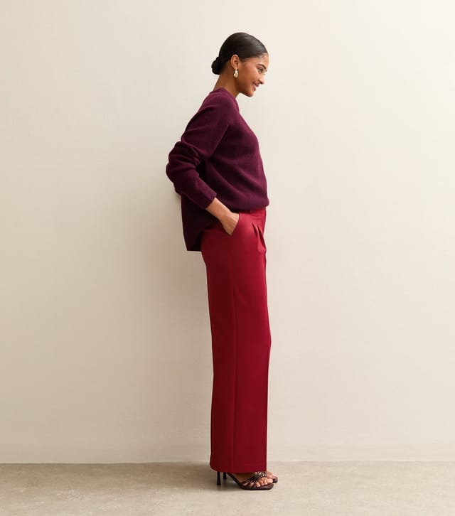 New Look Women's Bright Red Pleated Front Wide Leg Trousers New Look - 2