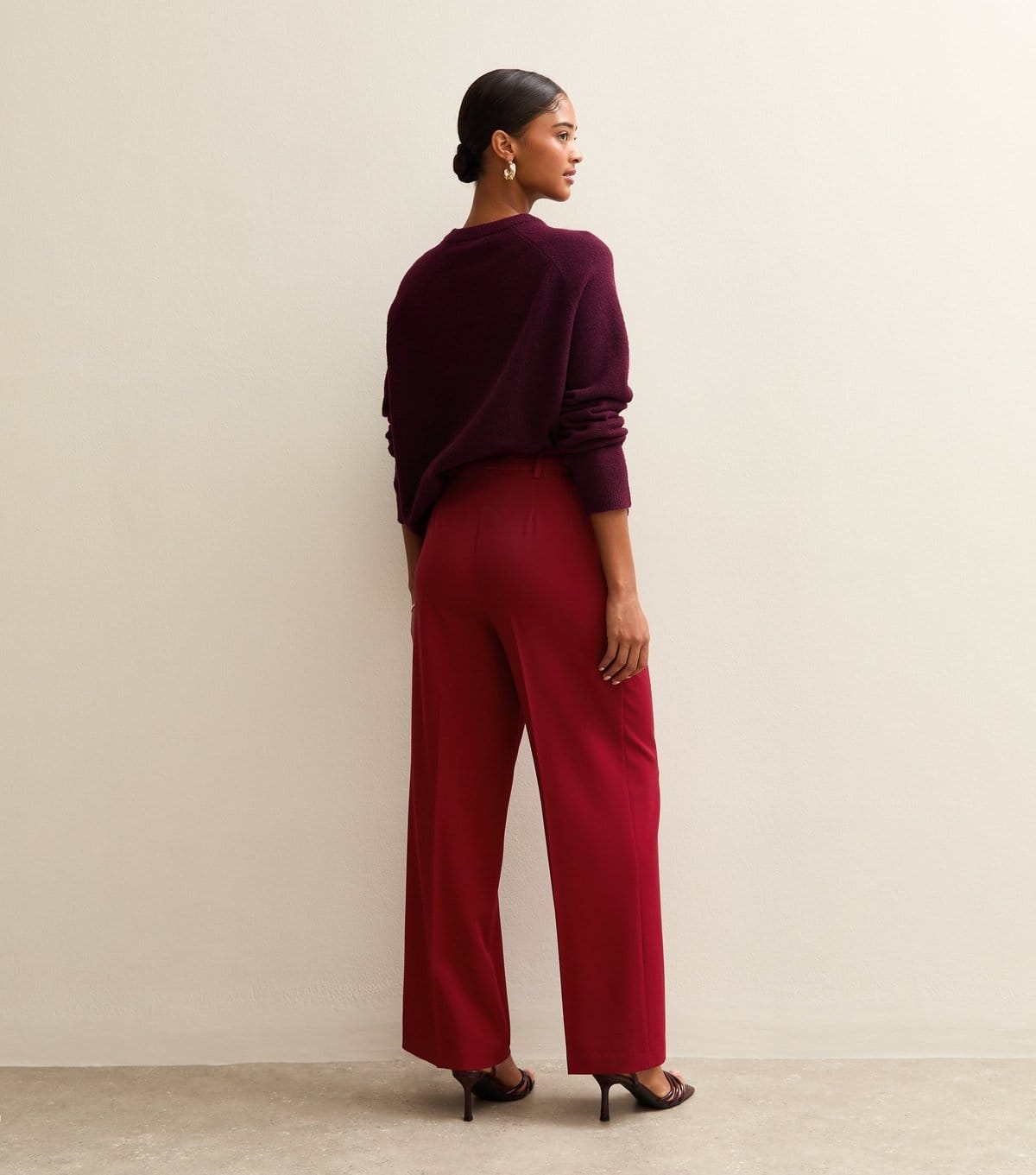 New Look Women's Bright Red Pleated Front Wide Leg Trousers New Look - 4