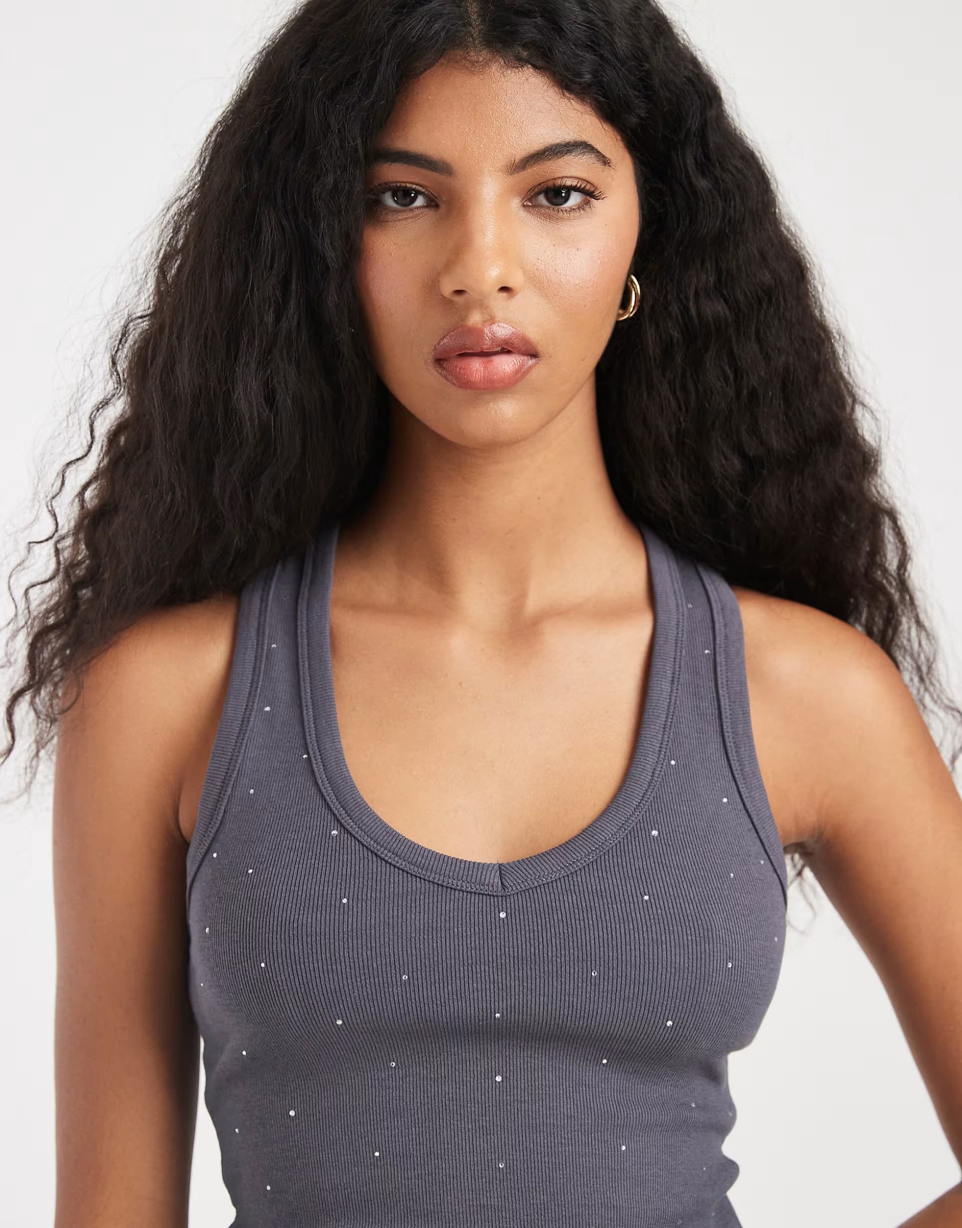 ASOS Cotton On diamante racer back tank in moonlight shadow