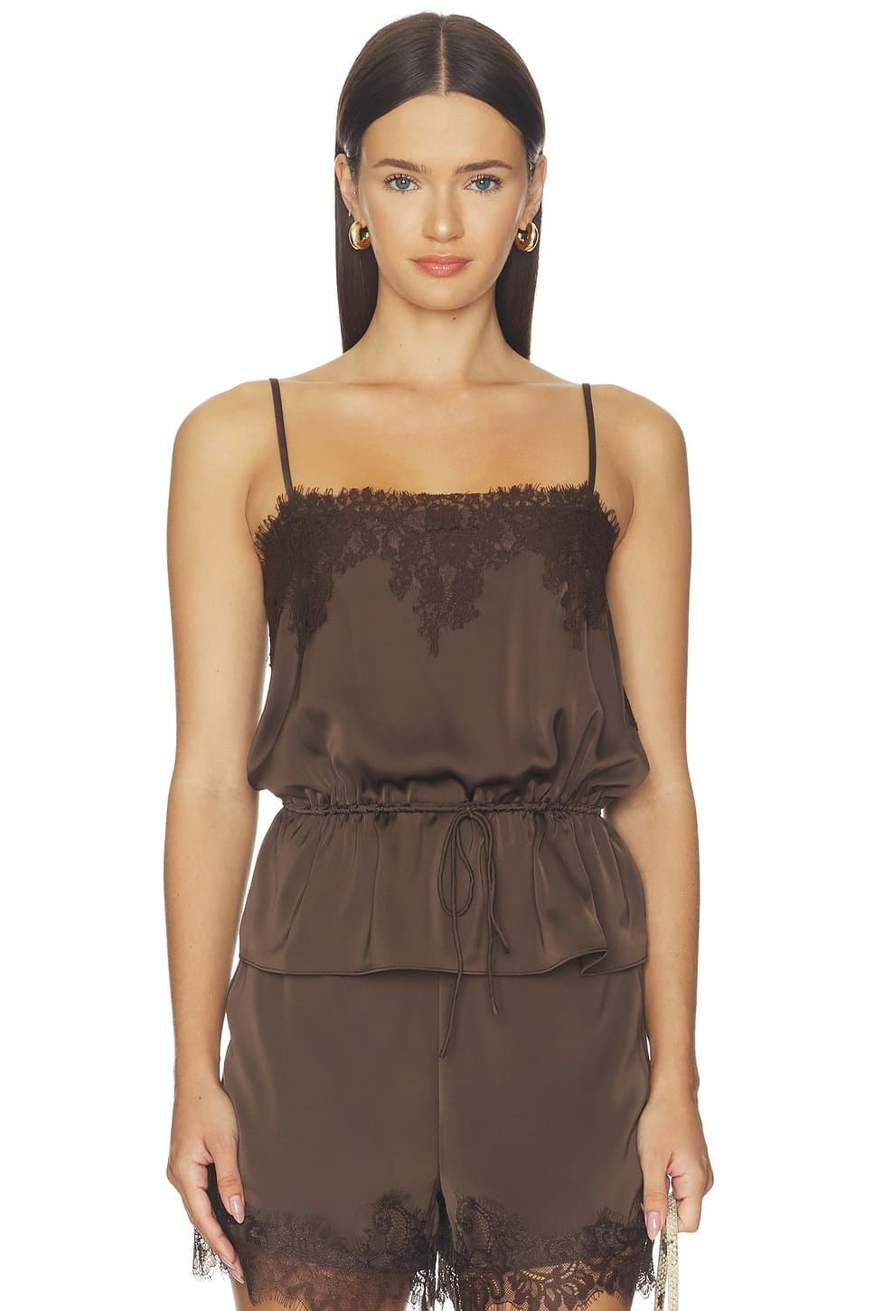 revolve Revolve Chocolate Brown Lace Cami