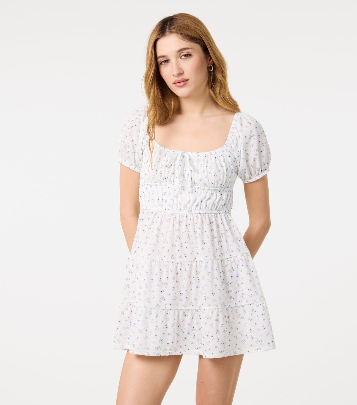 Pink Vanilla Off White Floral Mini Dress
